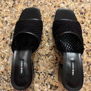 Nine West Gallant Heeled Black Women's Slide Sandals